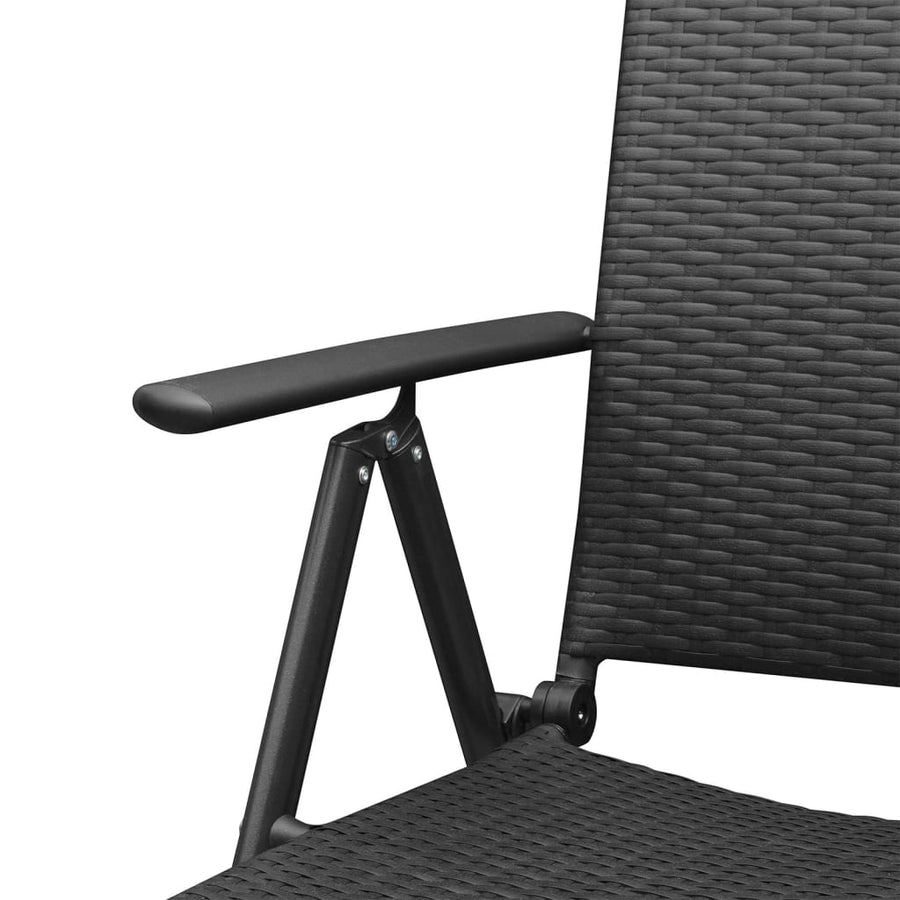 -Delige Tuinset Poly Rattan Zwart 5 160 cm tafellengte