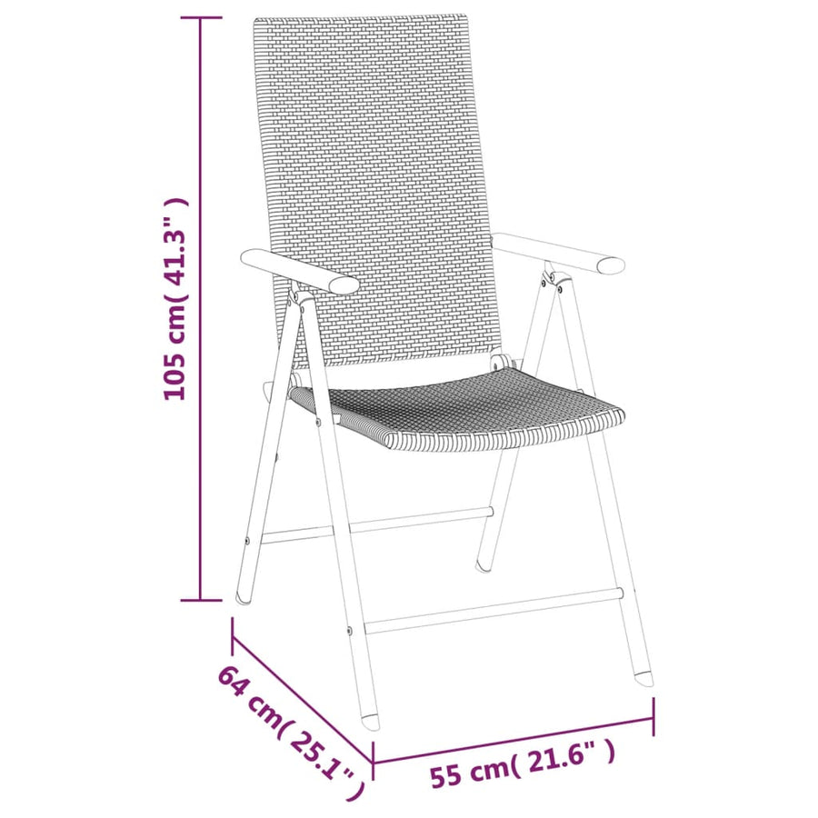 -Delige Tuinset Poly Rattan Zwart 5 160 cm tafellengte