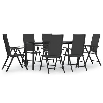 -Delige Tuinset Poly Rattan Zwart 7 160 cm tafellengte