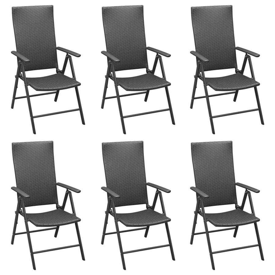 -Delige Tuinset Poly Rattan Zwart 7 160 cm tafellengte
