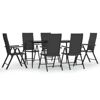 -Delige Tuinset Poly Rattan Zwart 7 160 cm tafellengte