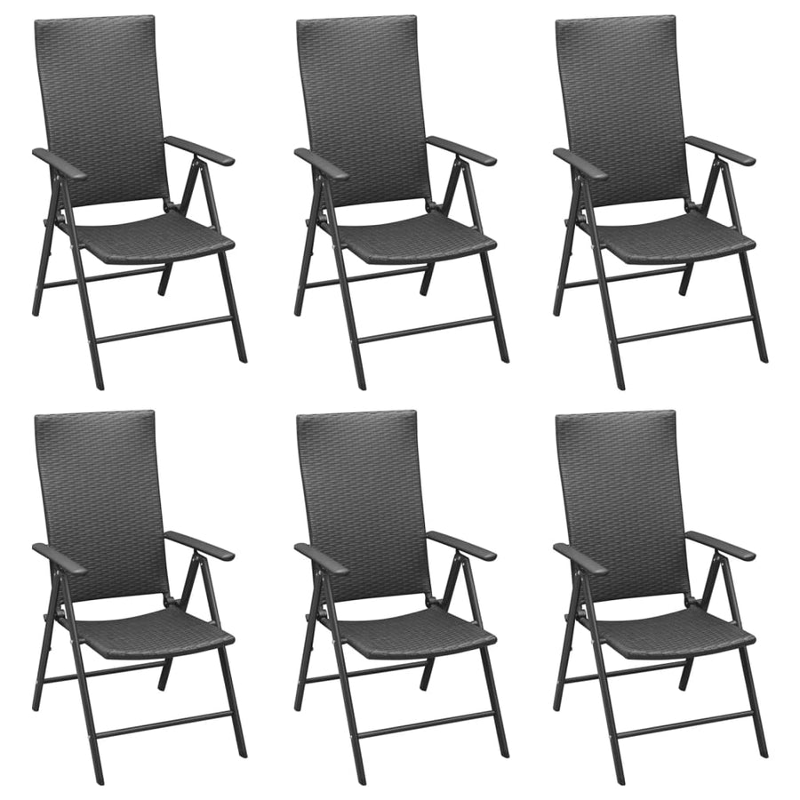-Delige Tuinset Poly Rattan Zwart 7 160 cm tafellengte