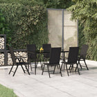 Tuinset 7-delig poly rattan zwart