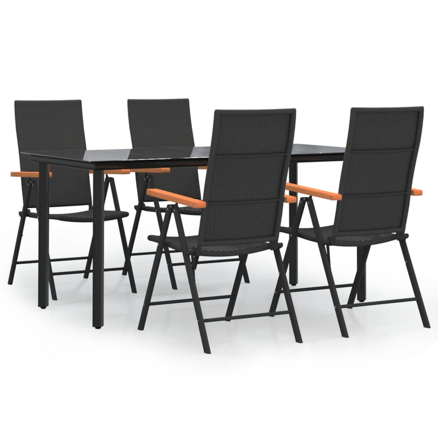 -Delige Tuinset Poly Rattan Zwart En Bruin 5 160 cm tafellengte