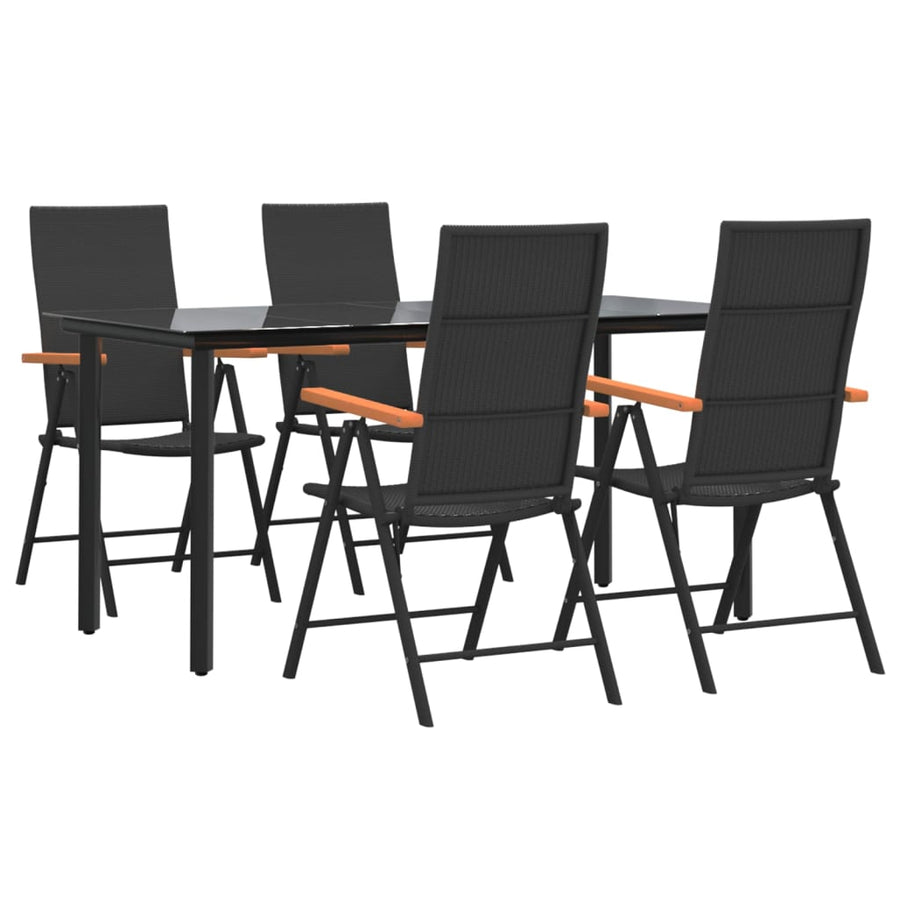 -Delige Tuinset Poly Rattan Zwart En Bruin 5 160 cm tafellengte