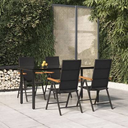 -Delige Tuinset Poly Rattan Zwart En Bruin 5 160 cm tafellengte