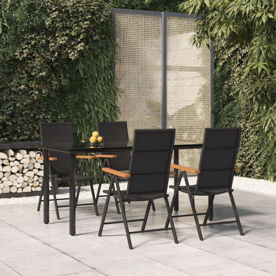 -Delige Tuinset Poly Rattan Zwart En Bruin 5 160 cm tafellengte