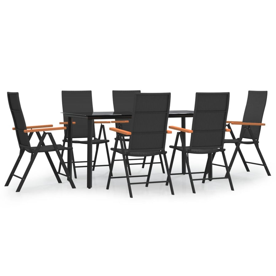 -Delige Tuinset Poly Rattan Zwart En Bruin 7 160 cm tafellengte