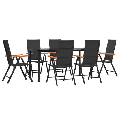 -Delige Tuinset Poly Rattan Zwart En Bruin 7 160 cm tafellengte