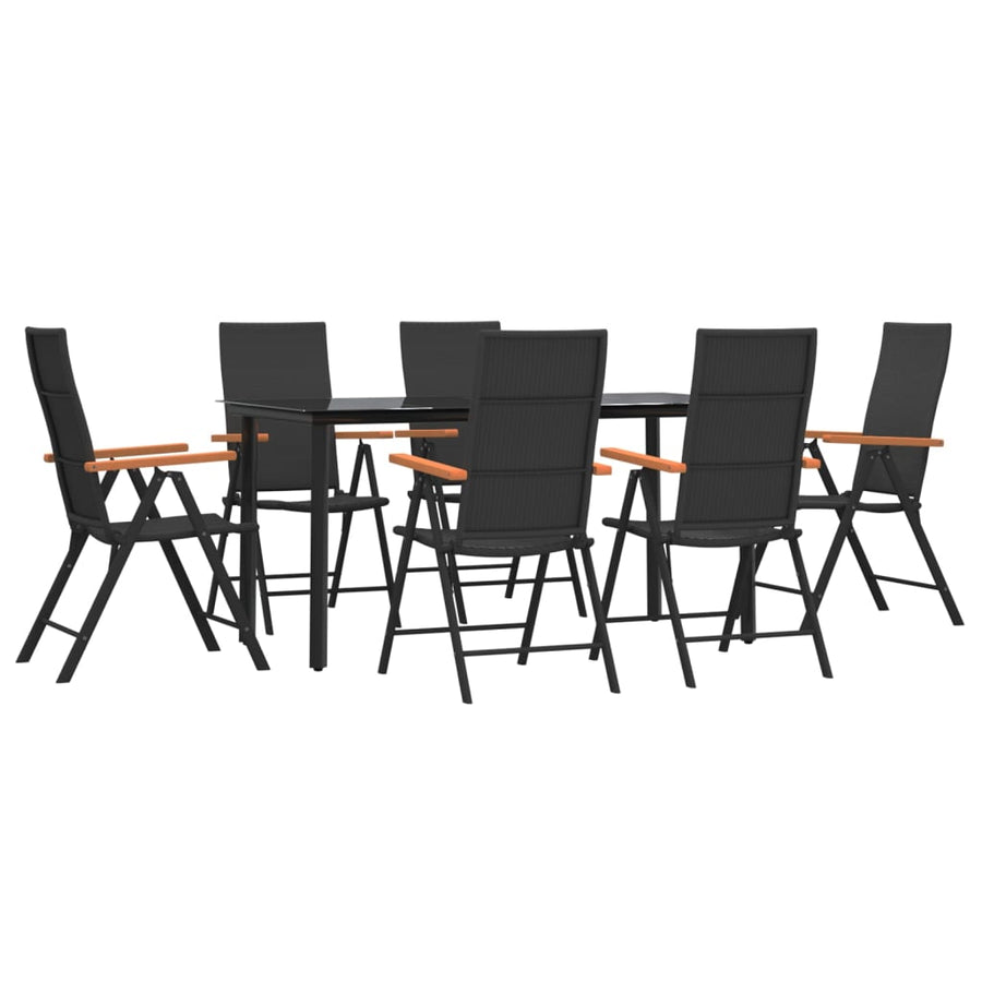 -Delige Tuinset Poly Rattan Zwart En Bruin 7 160 cm tafellengte
