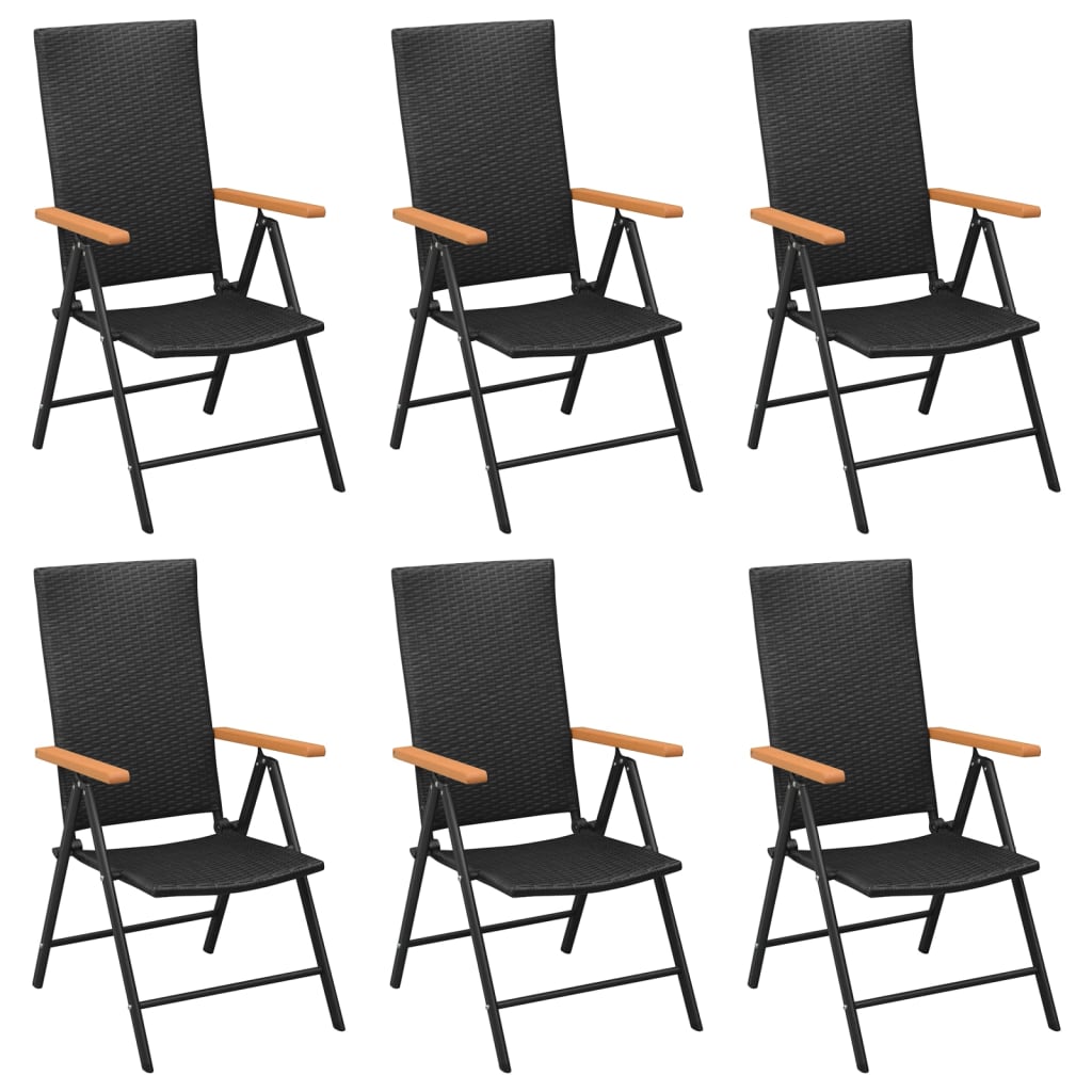 -Delige Tuinset Poly Rattan Zwart En Bruin 7 160 cm tafellengte