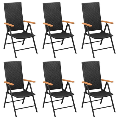 -Delige Tuinset Poly Rattan Zwart En Bruin 7 160 cm tafellengte