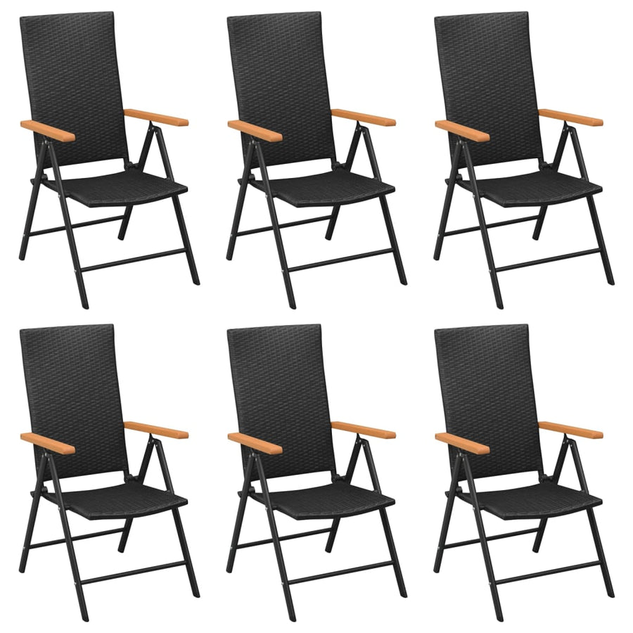 -Delige Tuinset Poly Rattan Zwart En Bruin 7 160 cm tafellengte