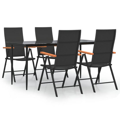 -Delige Tuinset Poly Rattan Zwart En Bruin 5 160 cm tafellengte