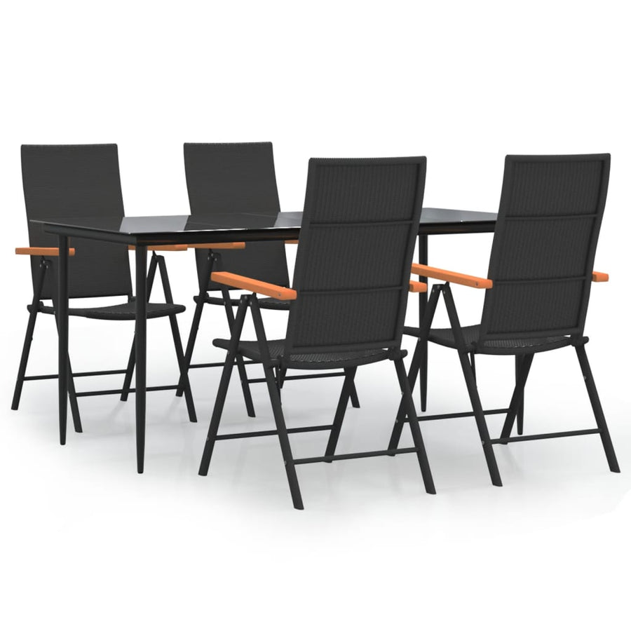 -Delige Tuinset Poly Rattan Zwart En Bruin 5 160 cm tafellengte