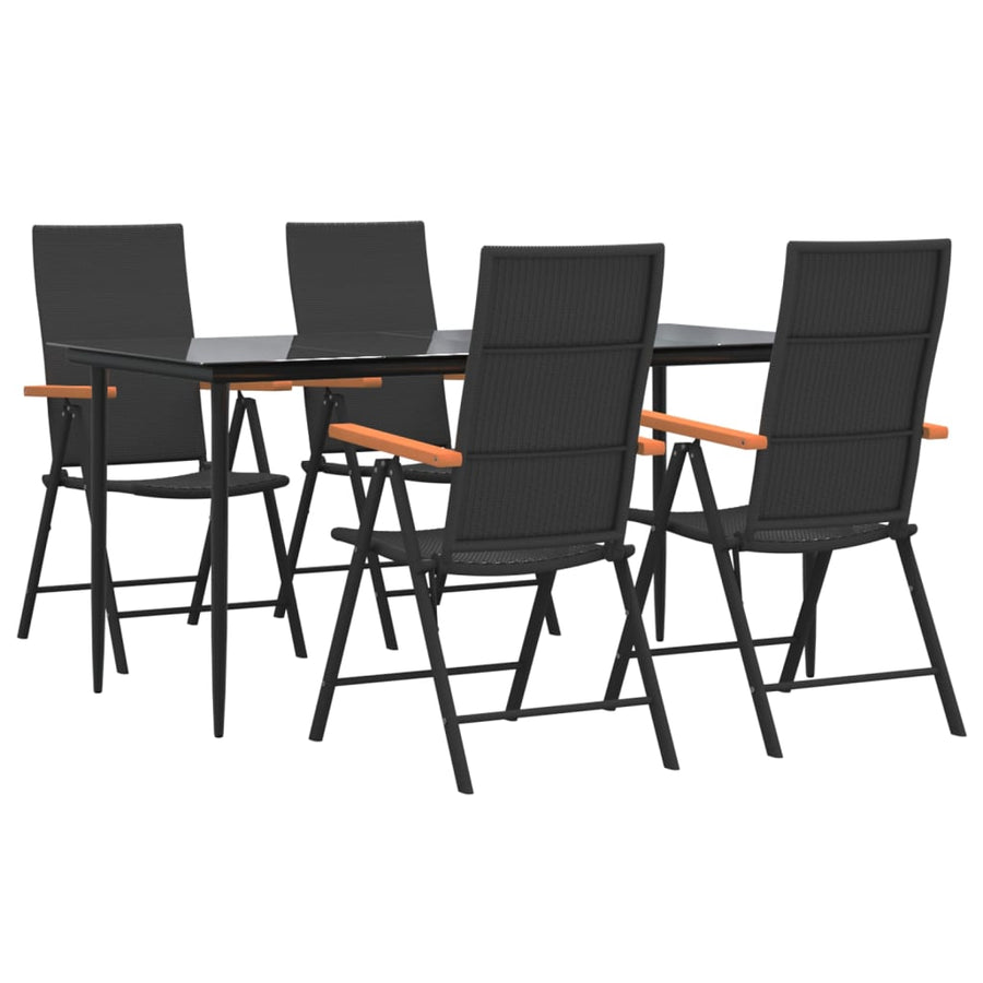 -Delige Tuinset Poly Rattan Zwart En Bruin 5 160 cm tafellengte