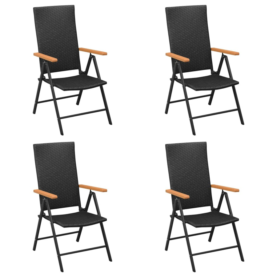 -Delige Tuinset Poly Rattan Zwart En Bruin 5 160 cm tafellengte