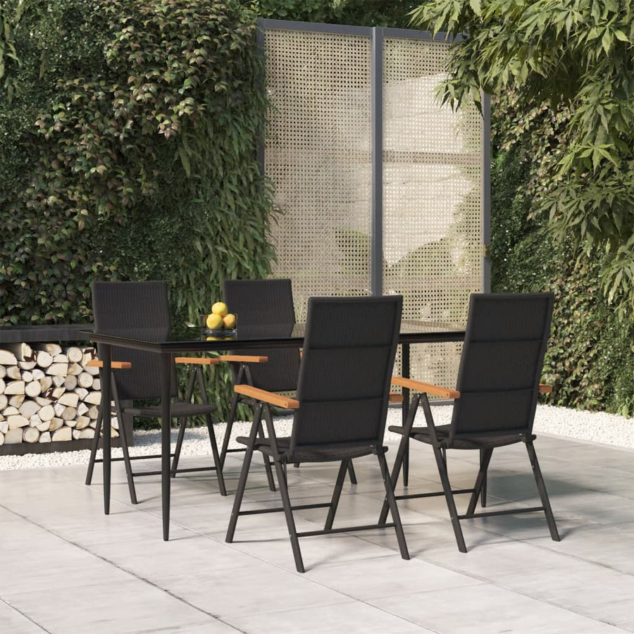 -Delige Tuinset Poly Rattan Zwart En Bruin 5 160 cm tafellengte