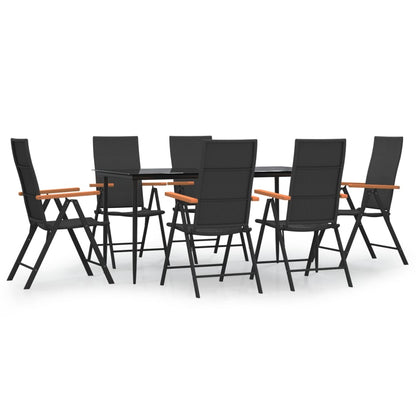 -Delige Tuinset Poly Rattan Zwart En Bruin 7 160 cm tafellengte