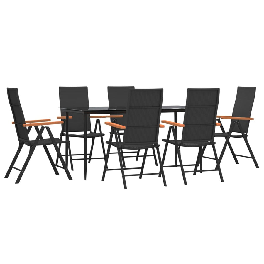 -Delige Tuinset Poly Rattan Zwart En Bruin 7 160 cm tafellengte