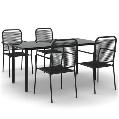 -Delige Tuinset Katoenen Touw En Staal Zwart 5 160 cm tafellengte