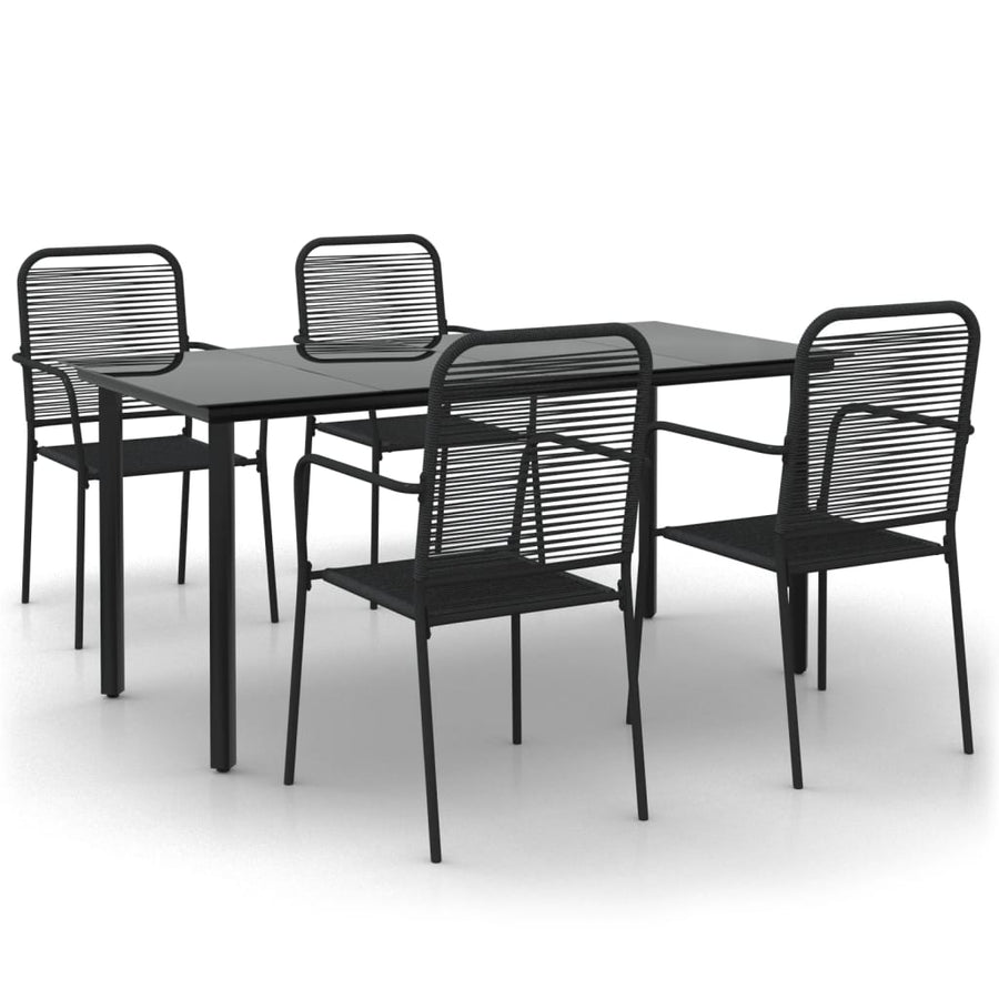 -Delige Tuinset Katoenen Touw En Staal Zwart 5 160 cm tafellengte
