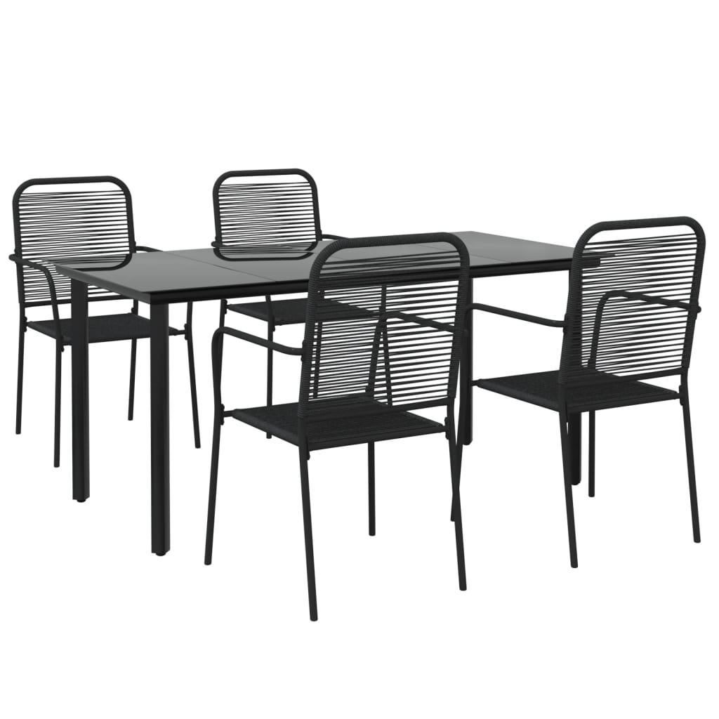 -Delige Tuinset Katoenen Touw En Staal Zwart 5 160 cm tafellengte