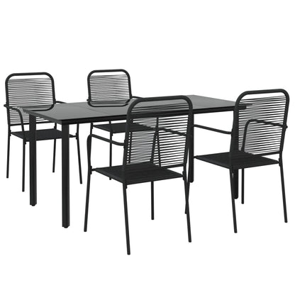 -Delige Tuinset Katoenen Touw En Staal Zwart 5 160 cm tafellengte