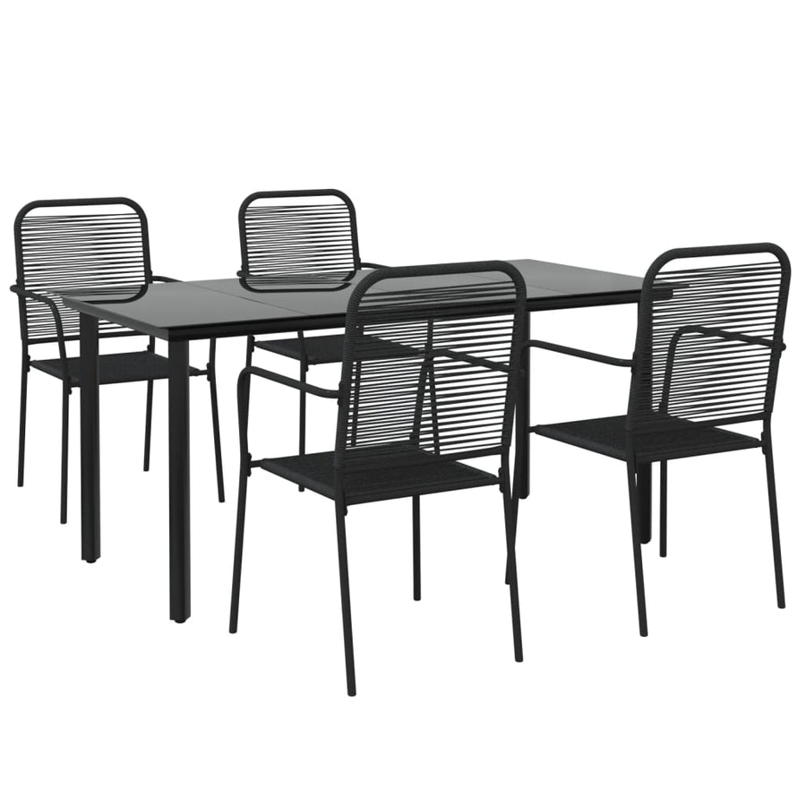-Delige Tuinset Katoenen Touw En Staal Zwart 5 160 cm tafellengte