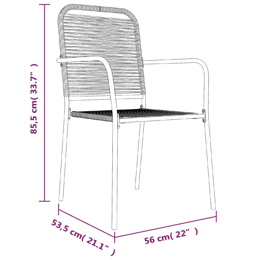 -Delige Tuinset Katoenen Touw En Staal Zwart 5 160 cm tafellengte