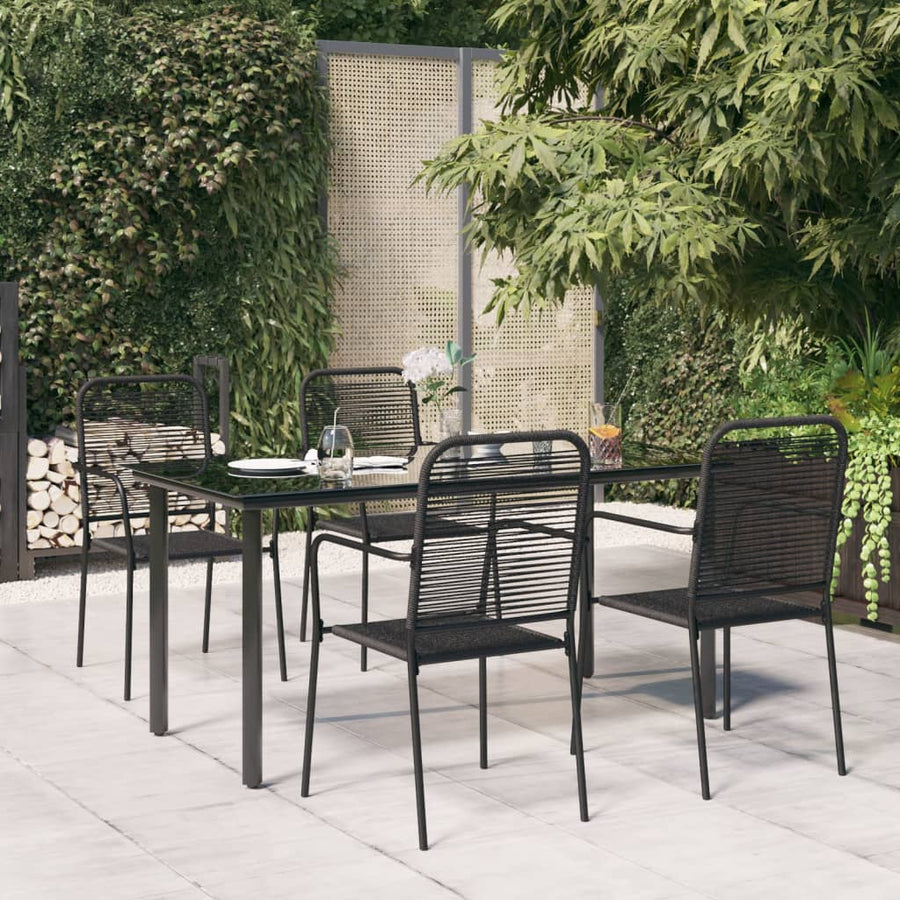 -Delige Tuinset Katoenen Touw En Staal Zwart 5 160 cm tafellengte