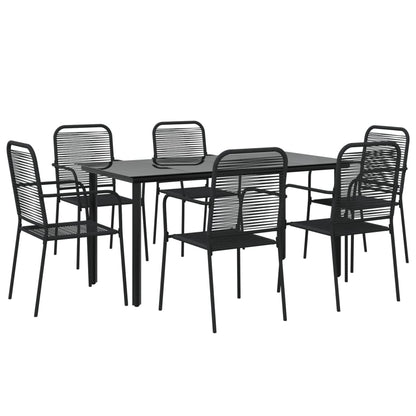 -Delige Tuinset Katoenen Touw En Staal Zwart 7 160 cm tafellengte