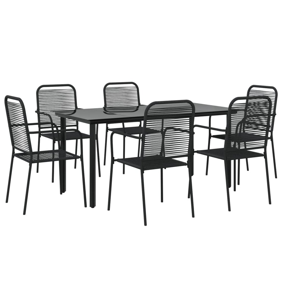 -Delige Tuinset Katoenen Touw En Staal Zwart 7 160 cm tafellengte