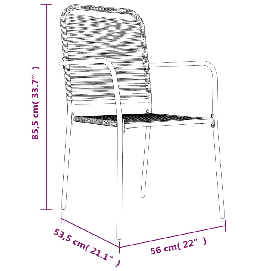-Delige Tuinset Katoenen Touw En Staal Zwart 7 160 cm tafellengte