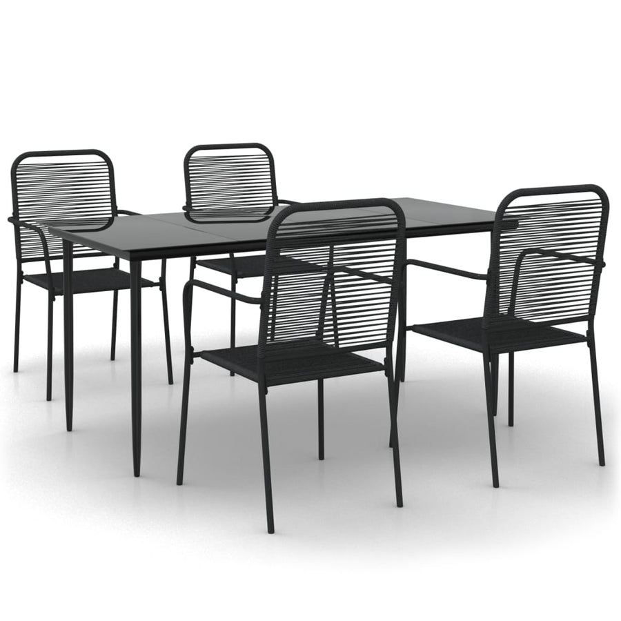 -Delige Tuinset Katoenen Touw En Staal Zwart 5 160 cm tafellengte