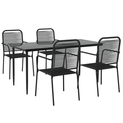 -Delige Tuinset Katoenen Touw En Staal Zwart 5 160 cm tafellengte