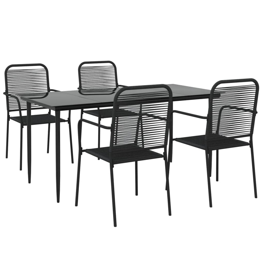 -Delige Tuinset Katoenen Touw En Staal Zwart 5 160 cm tafellengte