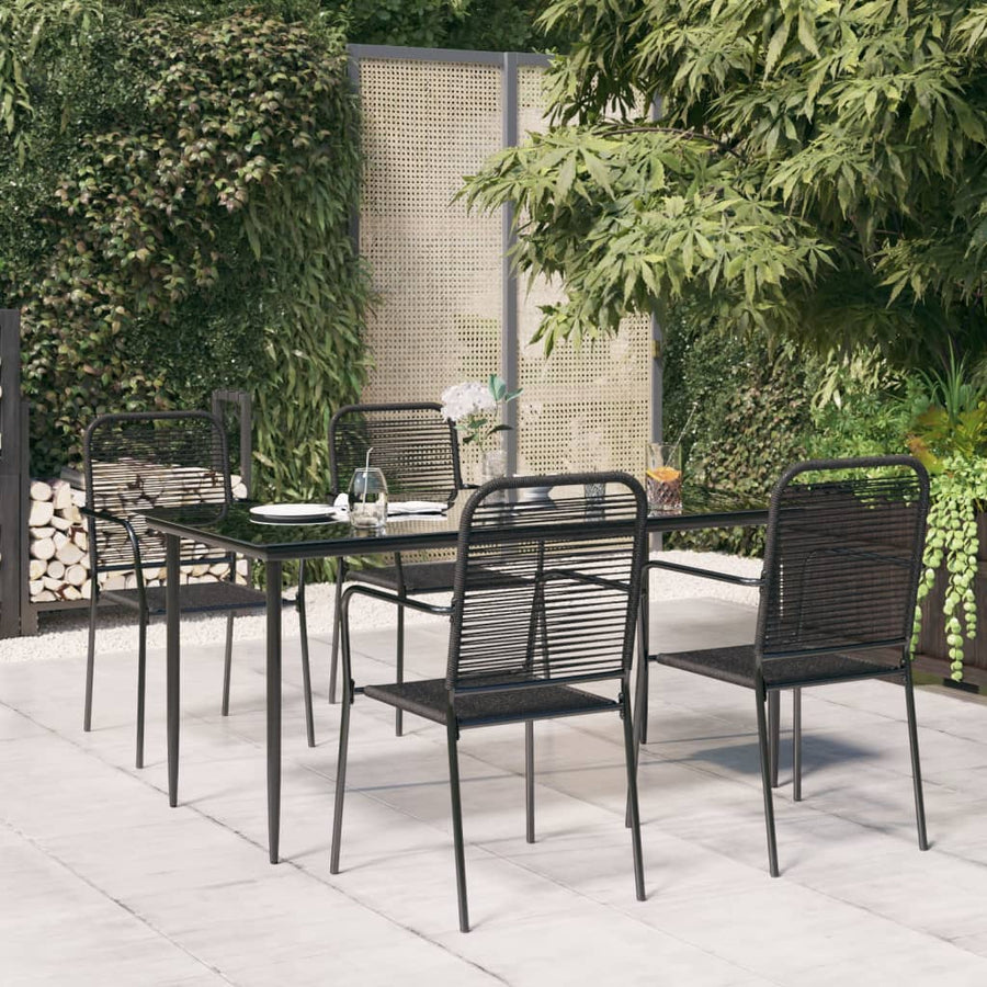 -Delige Tuinset Katoenen Touw En Staal Zwart 5 160 cm tafellengte