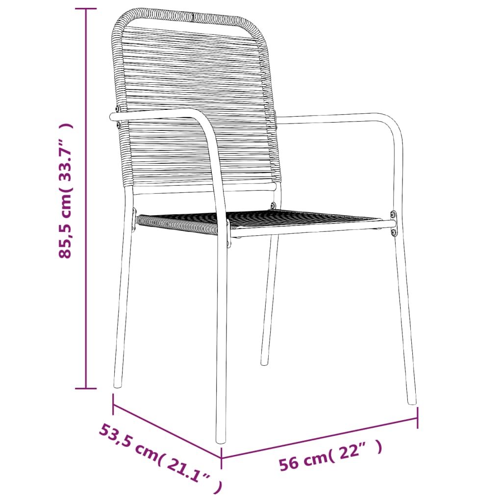 -Delige Tuinset Katoenen Touw En Staal Zwart 7 160 cm tafellengte