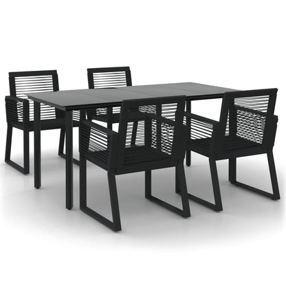 -Delige Tuinset Pvc-Rattan Zwart 5 160 cm tafellengte