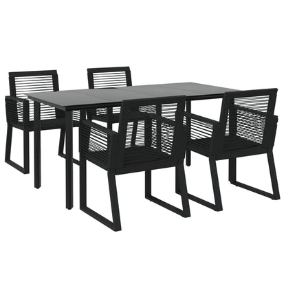 -Delige Tuinset Pvc-Rattan Zwart 5 160 cm tafellengte