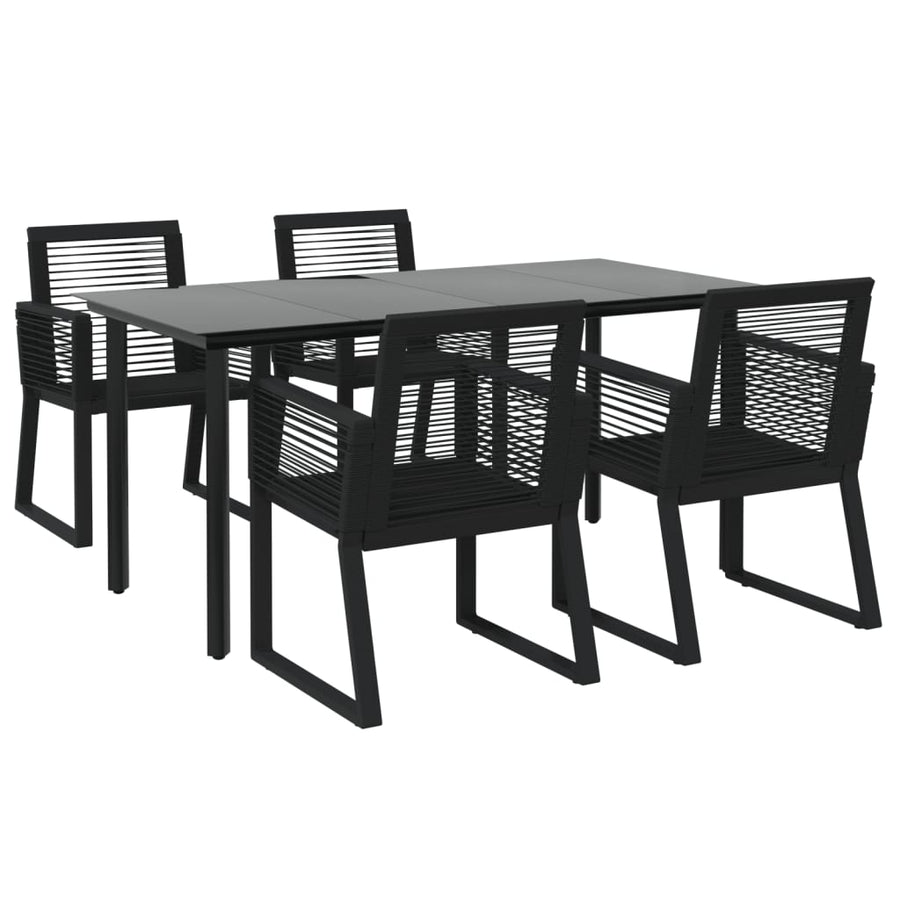 -Delige Tuinset Pvc-Rattan Zwart 5 160 cm tafellengte