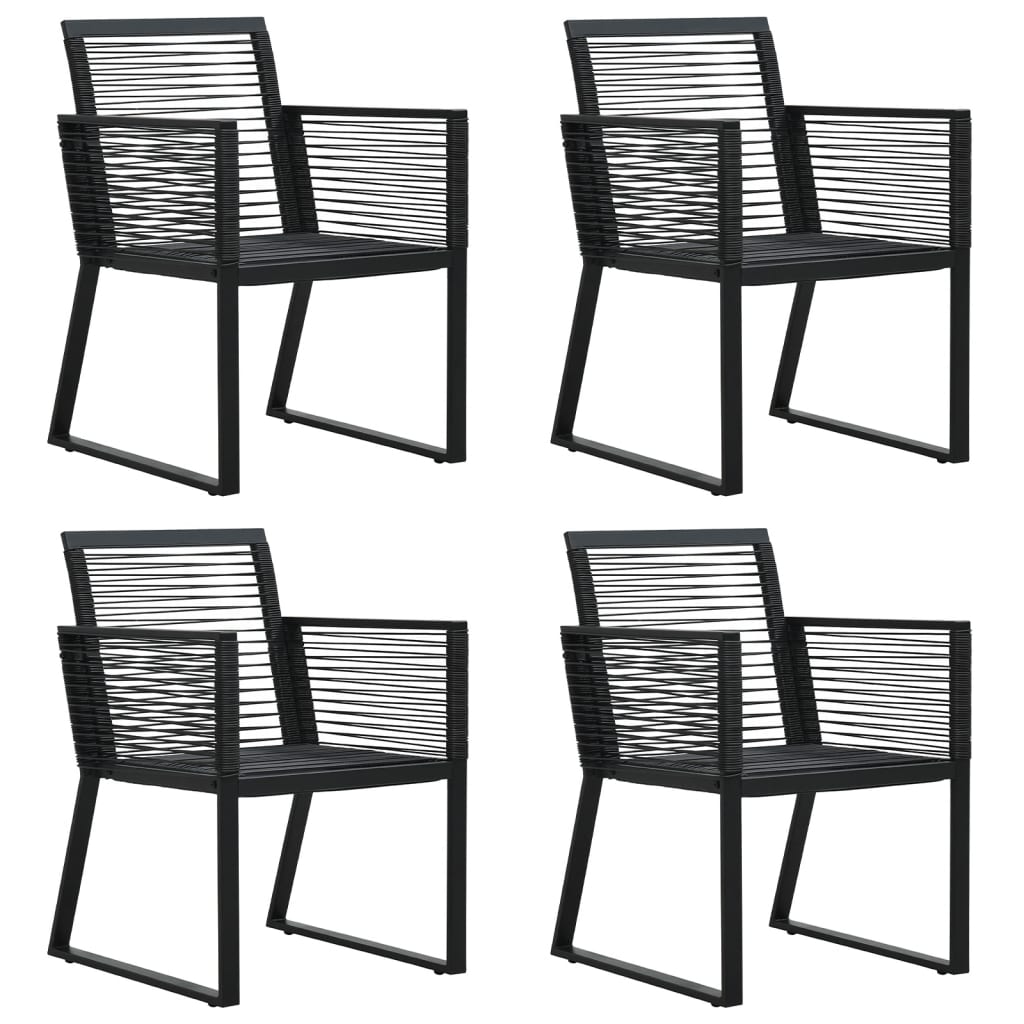 -Delige Tuinset Pvc-Rattan Zwart 5 160 cm tafellengte