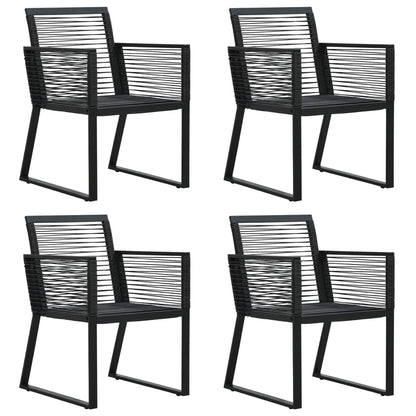 -Delige Tuinset Pvc-Rattan Zwart 5 160 cm tafellengte
