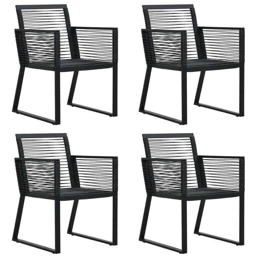 -Delige Tuinset Pvc-Rattan Zwart 5 160 cm tafellengte