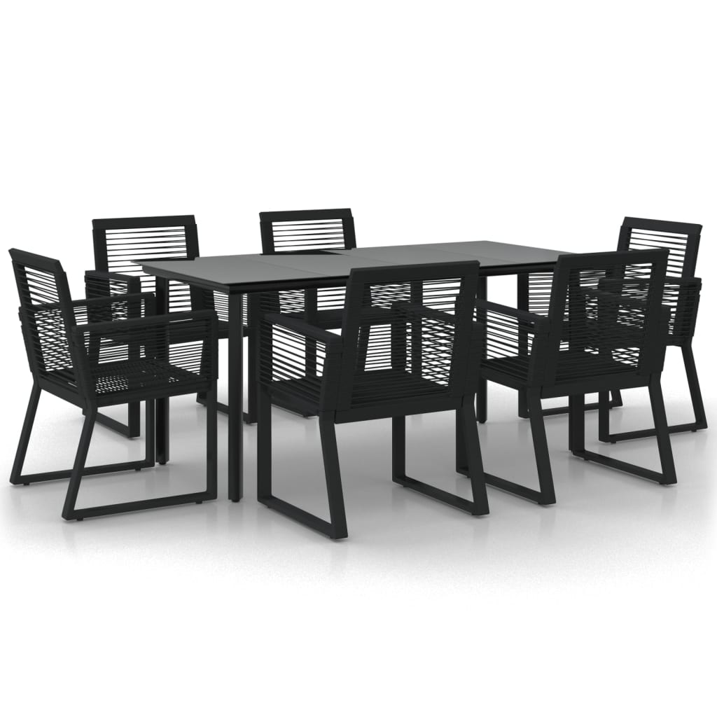-Delige Tuinset Pvc-Rattan Zwart 7 160 cm tafellengte