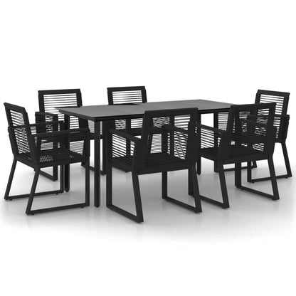 -Delige Tuinset Pvc-Rattan Zwart 7 160 cm tafellengte