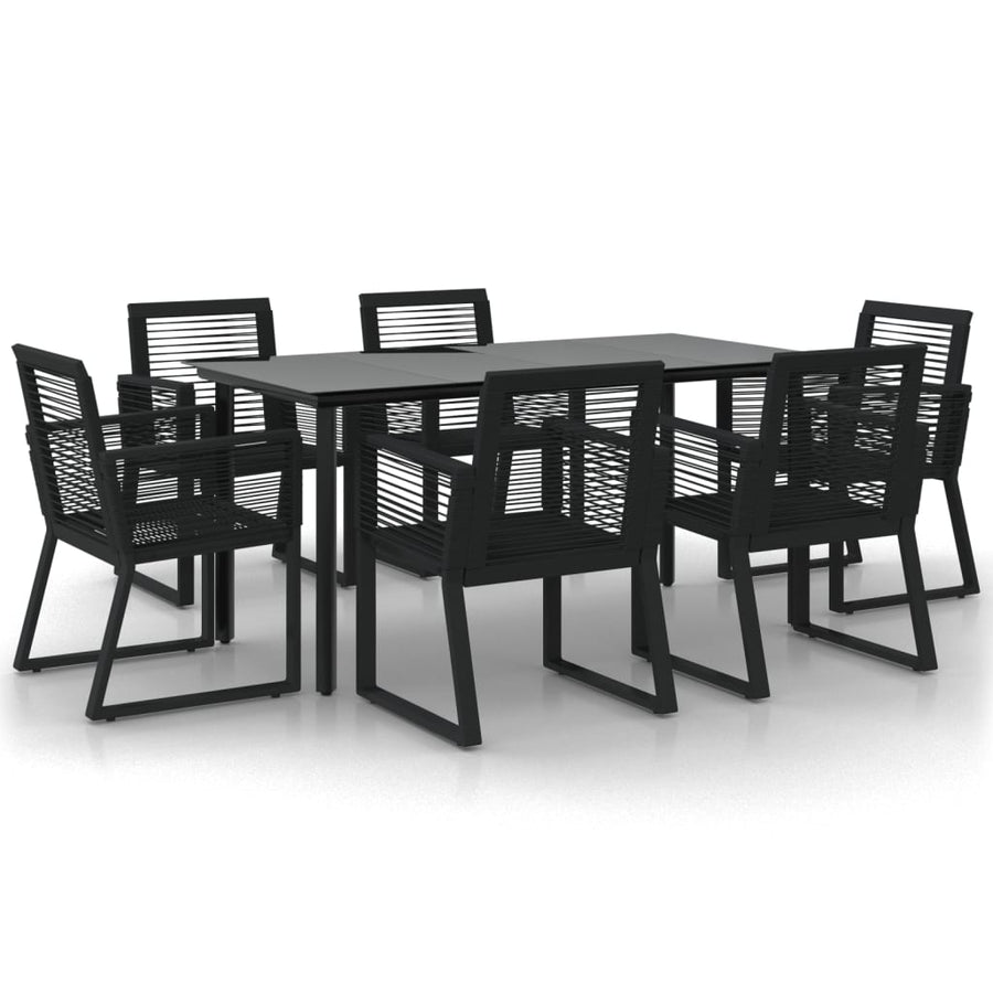 -Delige Tuinset Pvc-Rattan Zwart 7 160 cm tafellengte