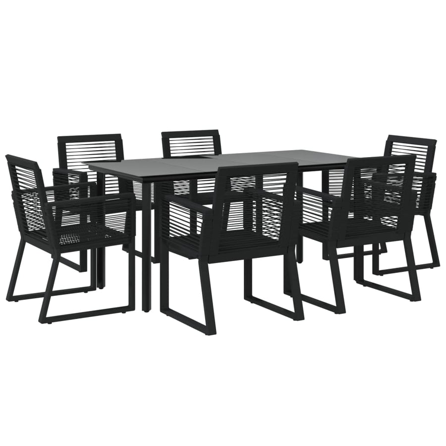 -Delige Tuinset Pvc-Rattan Zwart 7 160 cm tafellengte