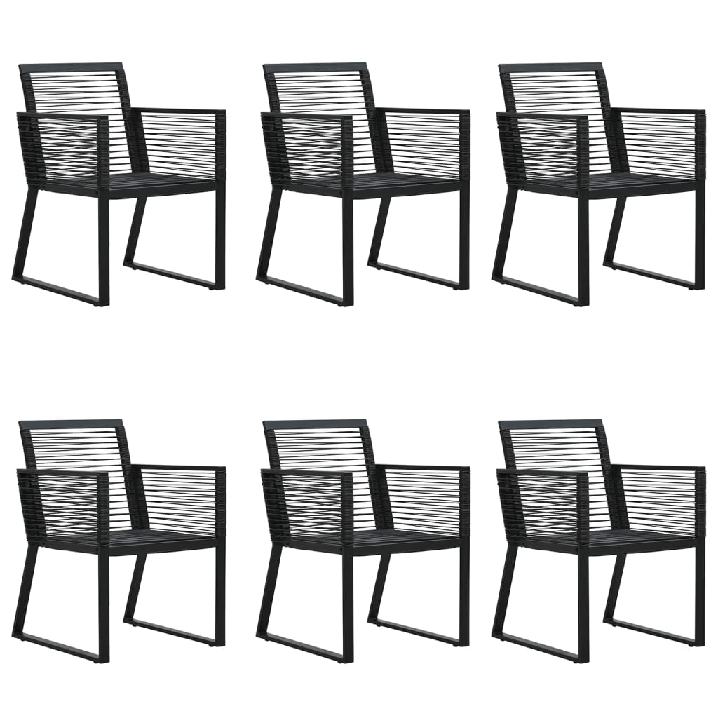-Delige Tuinset Pvc-Rattan Zwart 7 160 cm tafellengte